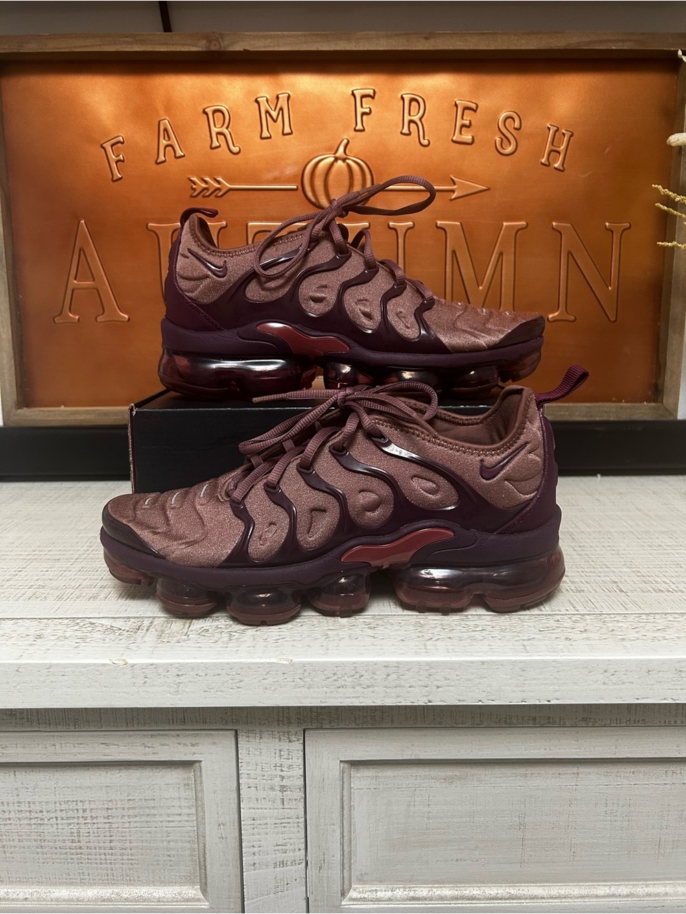 Nike Women’s Air VaporMax Plus in Bordeaux/Merlot